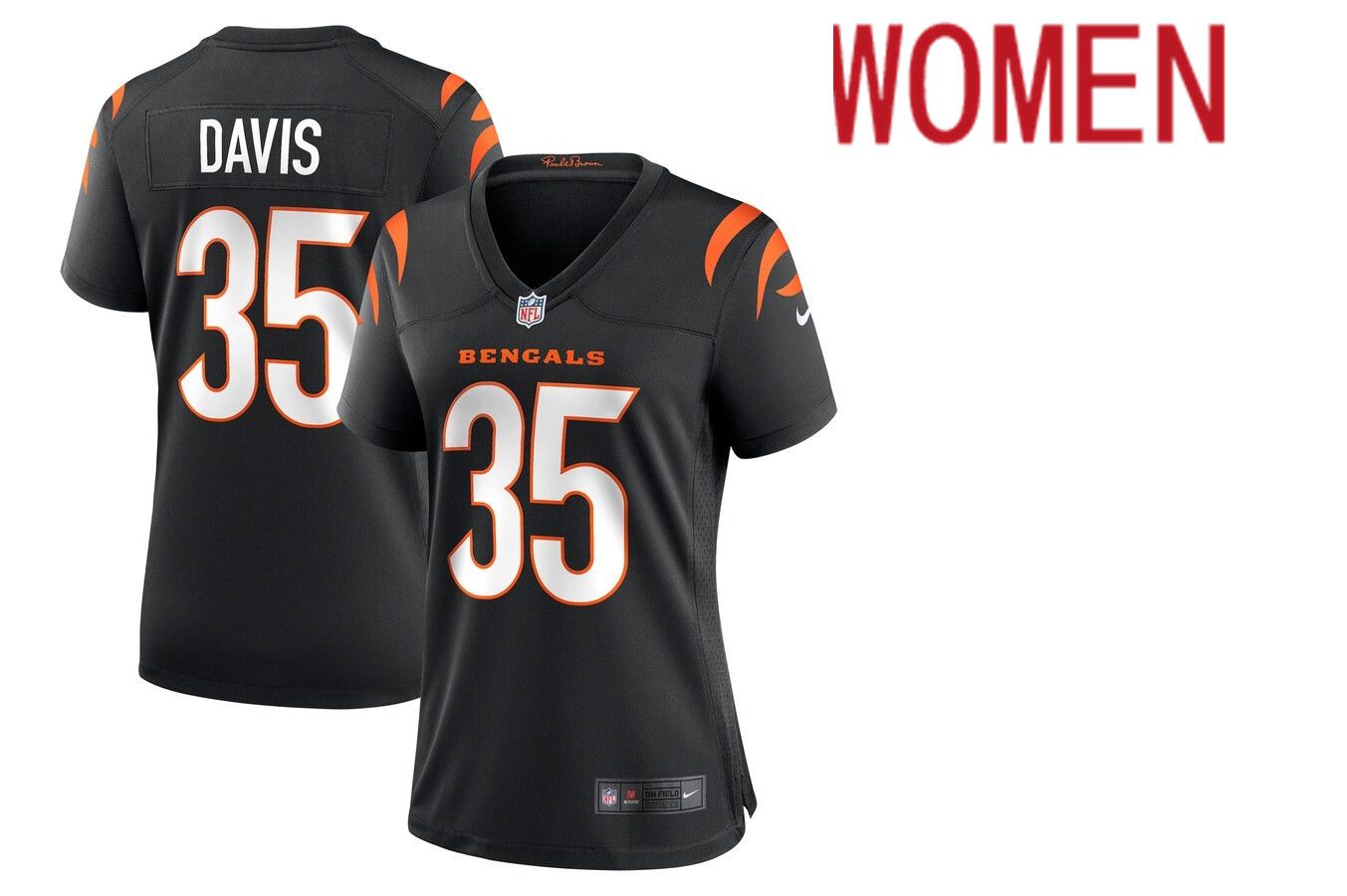 Women Cincinnati Bengals 35 Jalen Davis Nike Black Game Player NFL Jersey